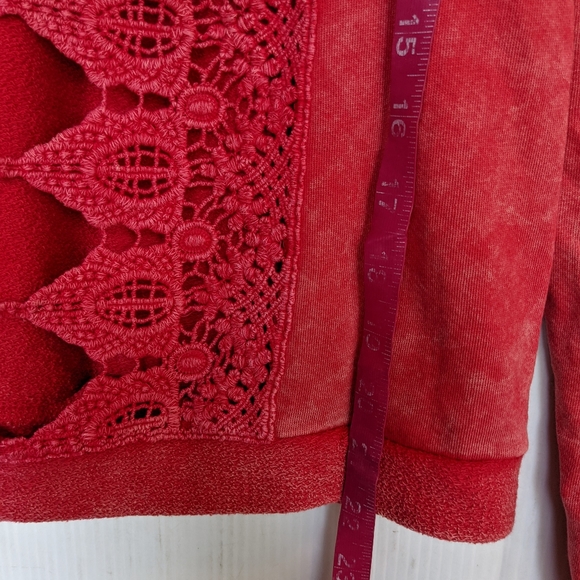 FRESHWEAR crochet lace back red Sweatshirt - Picture 8 of 9